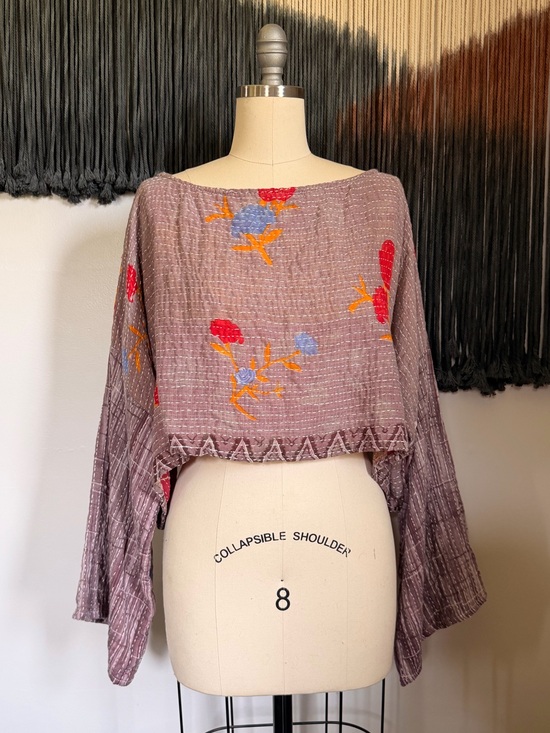 Kantha Bae Tops - Kantha Bae Abundance Crop Top Long Sleeves Reversible Free Size